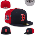 Boston Red Sox Two-Tone Fitted Cap with Bold Red and Navy Design