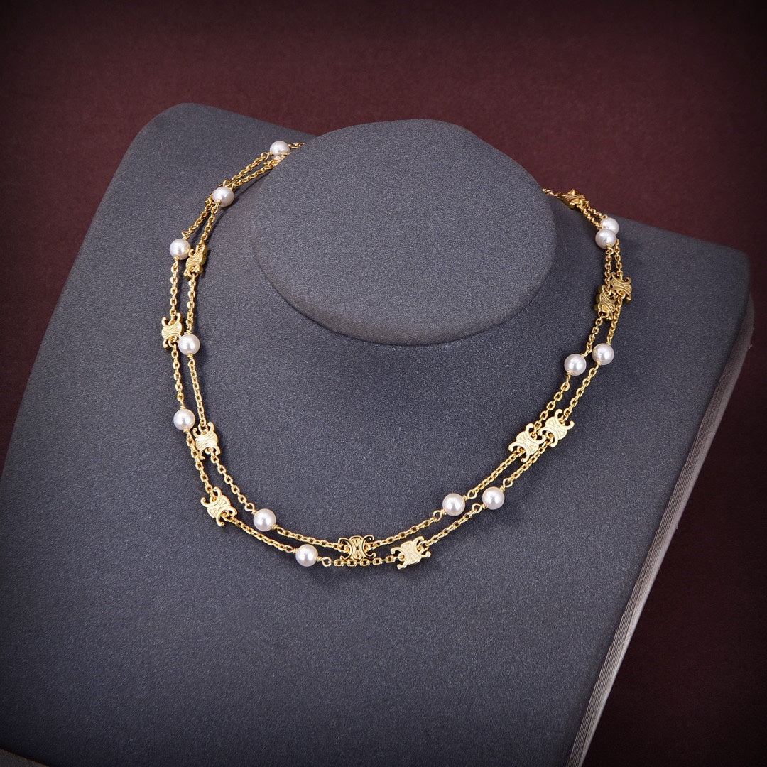 18K Celine Pearl Double Necklace