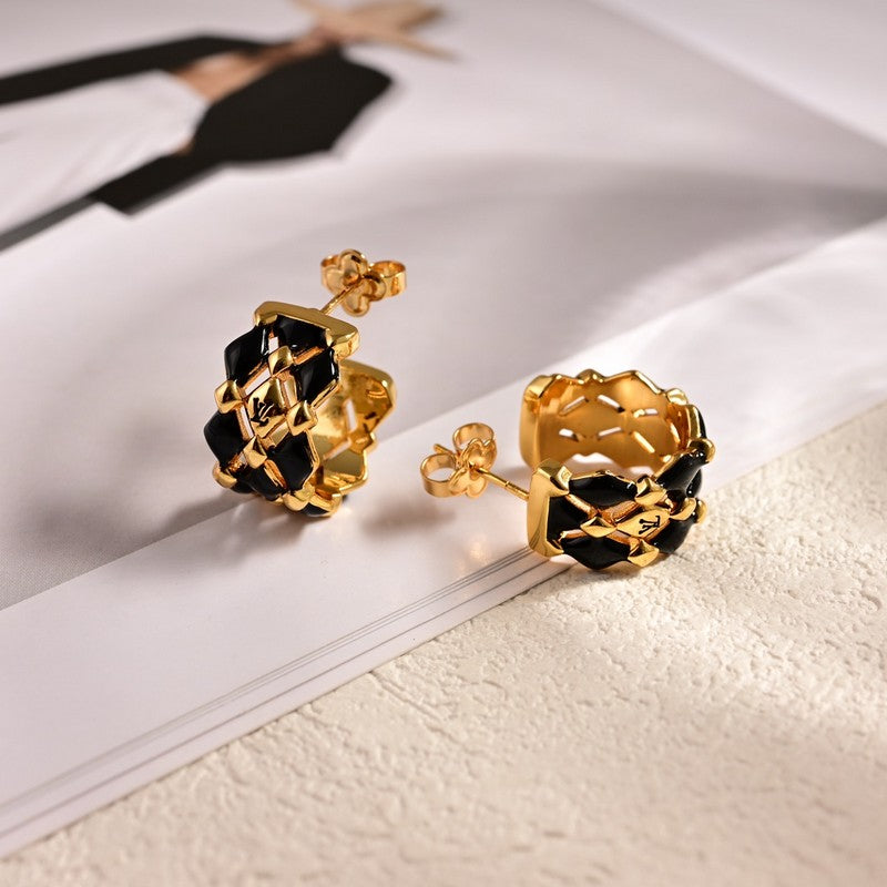 18K Louis Vuitton Leather Earrings