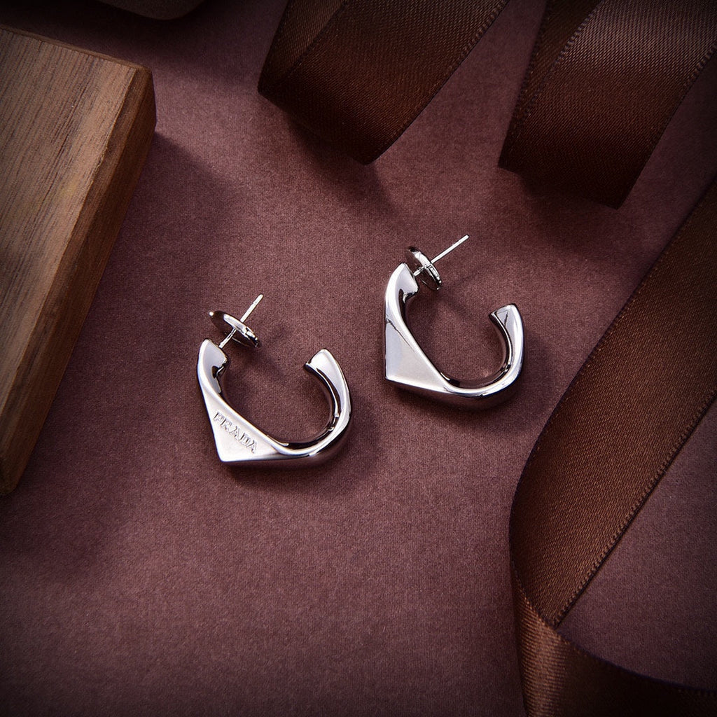 18K Prada Triangle Open Earrings